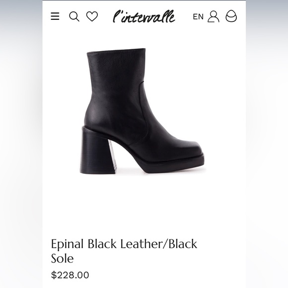L’intervalle epinal black leather heel ankle boots women’s sz 39 / 9 -never worn - Picture 6 of 8
